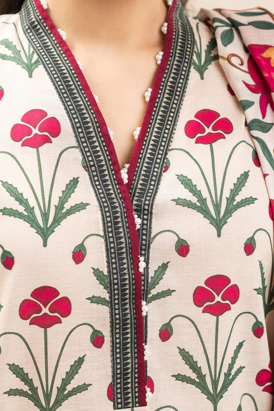 3 PIECE PRINTED LAWN SUIT-OPALINE FLEUR (UNSTITCHED)