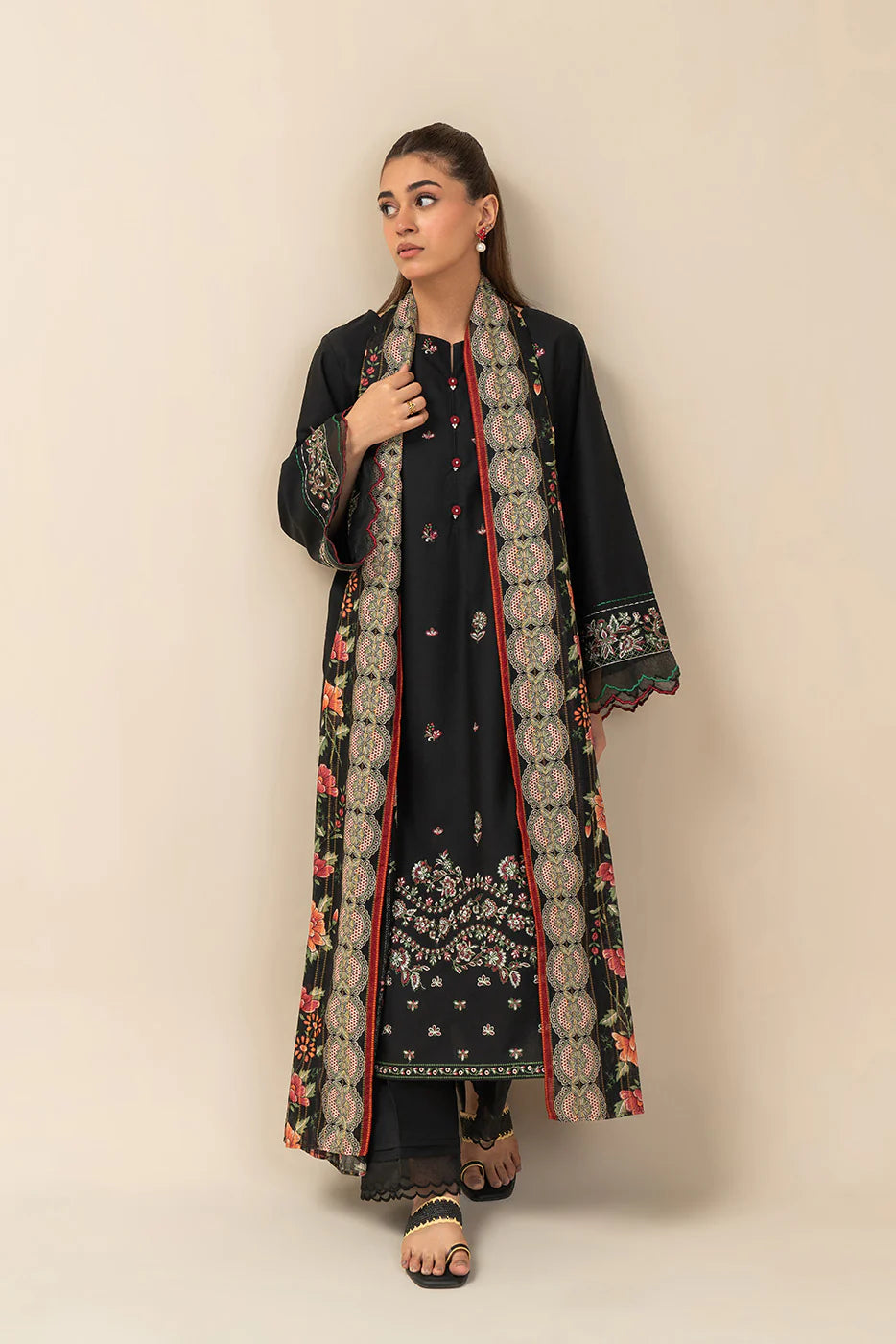 3 PIECE EMBROIDERED LAWN SUIT-SPRING NIGHT (UNSTITCHED)