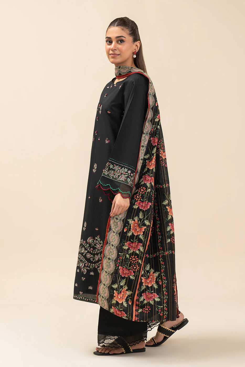 3 PIECE EMBROIDERED LAWN SUIT-SPRING NIGHT (UNSTITCHED)