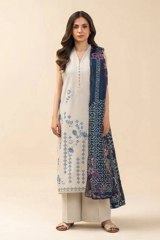 3 PIECE EMBROIDERED LAWN SUIT-LAPIS LAZULI (UNSTITCHED)