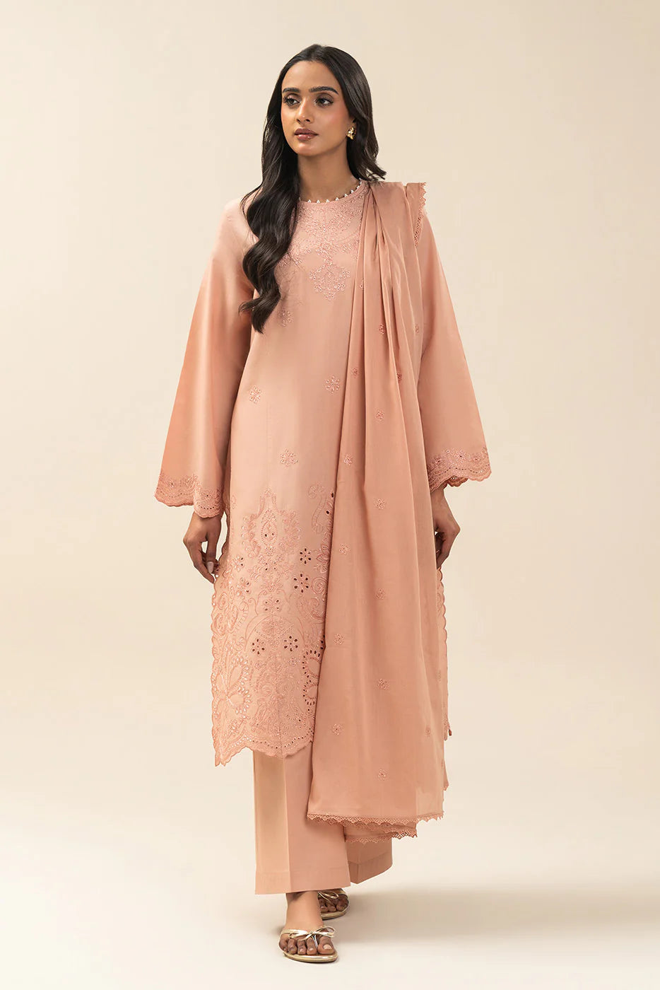 3 PIECE EMBROIDERED LAWN SUIT-INCARNADINE (UNSTITCHED)