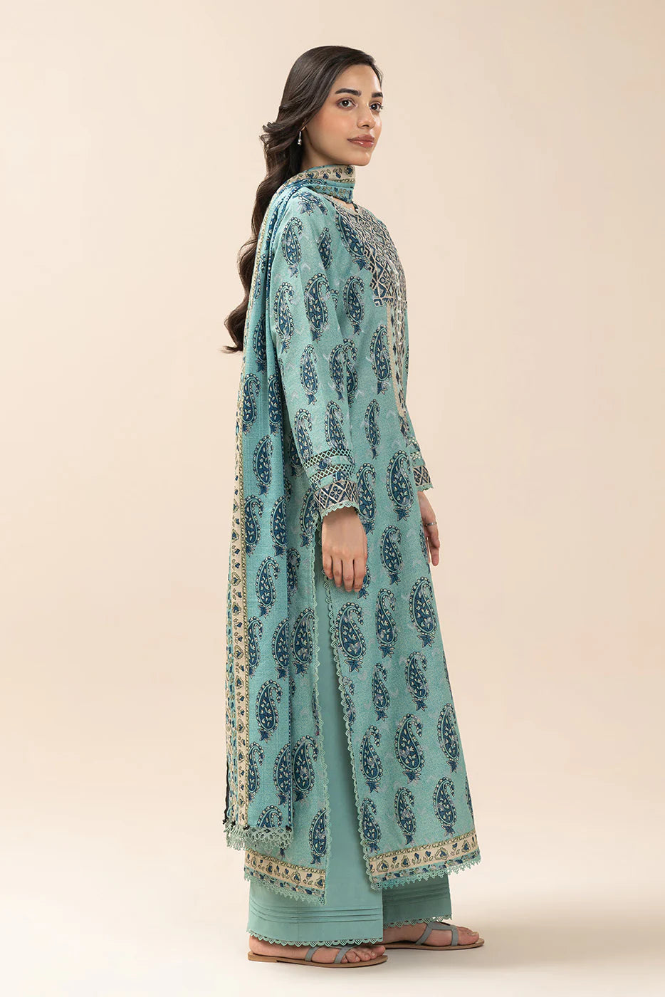 3 PIECE EMBROIDERED LAWN SUIT-MEADOW SAGE (UNSTITCHED)