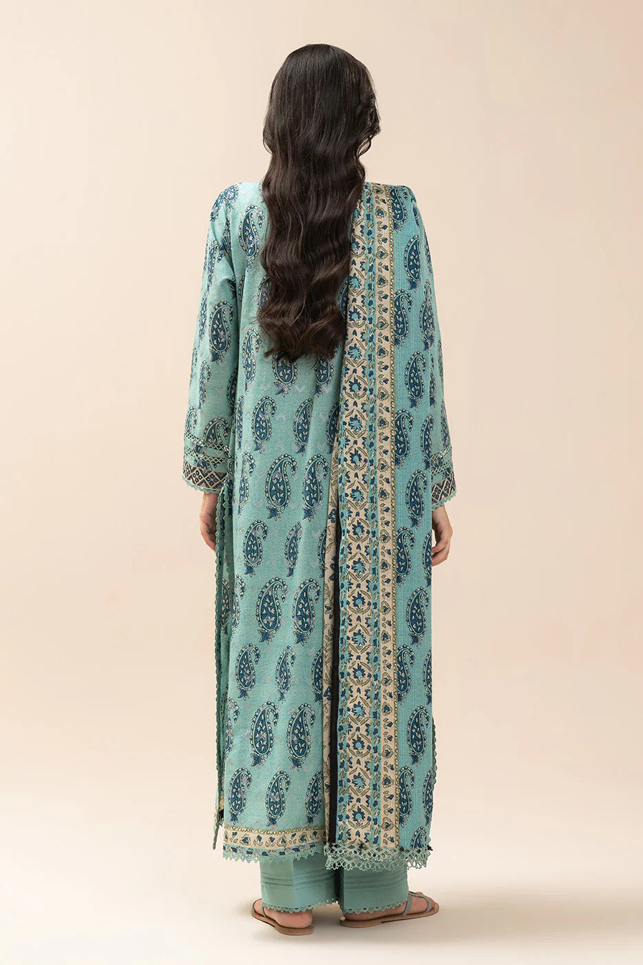3 PIECE EMBROIDERED LAWN SUIT-MEADOW SAGE (UNSTITCHED)