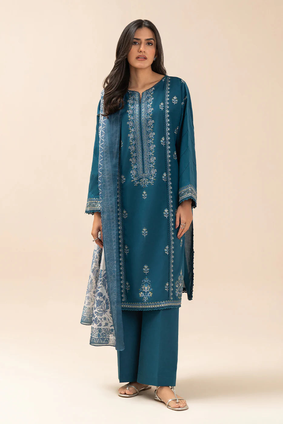 3 PIECE EMBROIDERED LAWN SUIT-OCEANIC LUXE (UNSTITCHED)