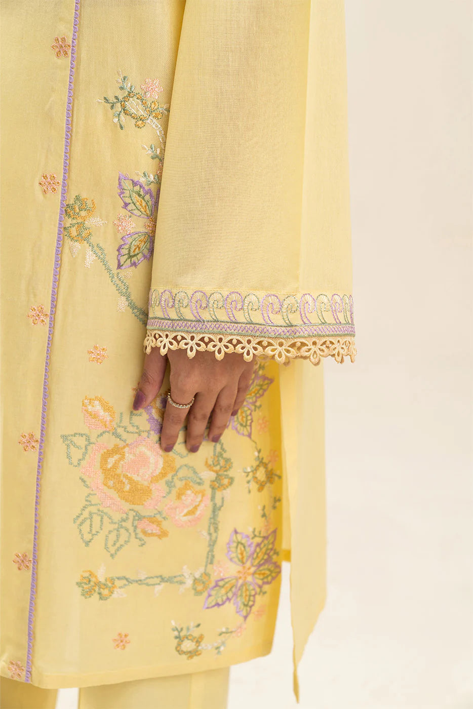 2 PIECE EMBROIDERED LAWN SUIT-LIME GROVE (UNSTITCHED)
