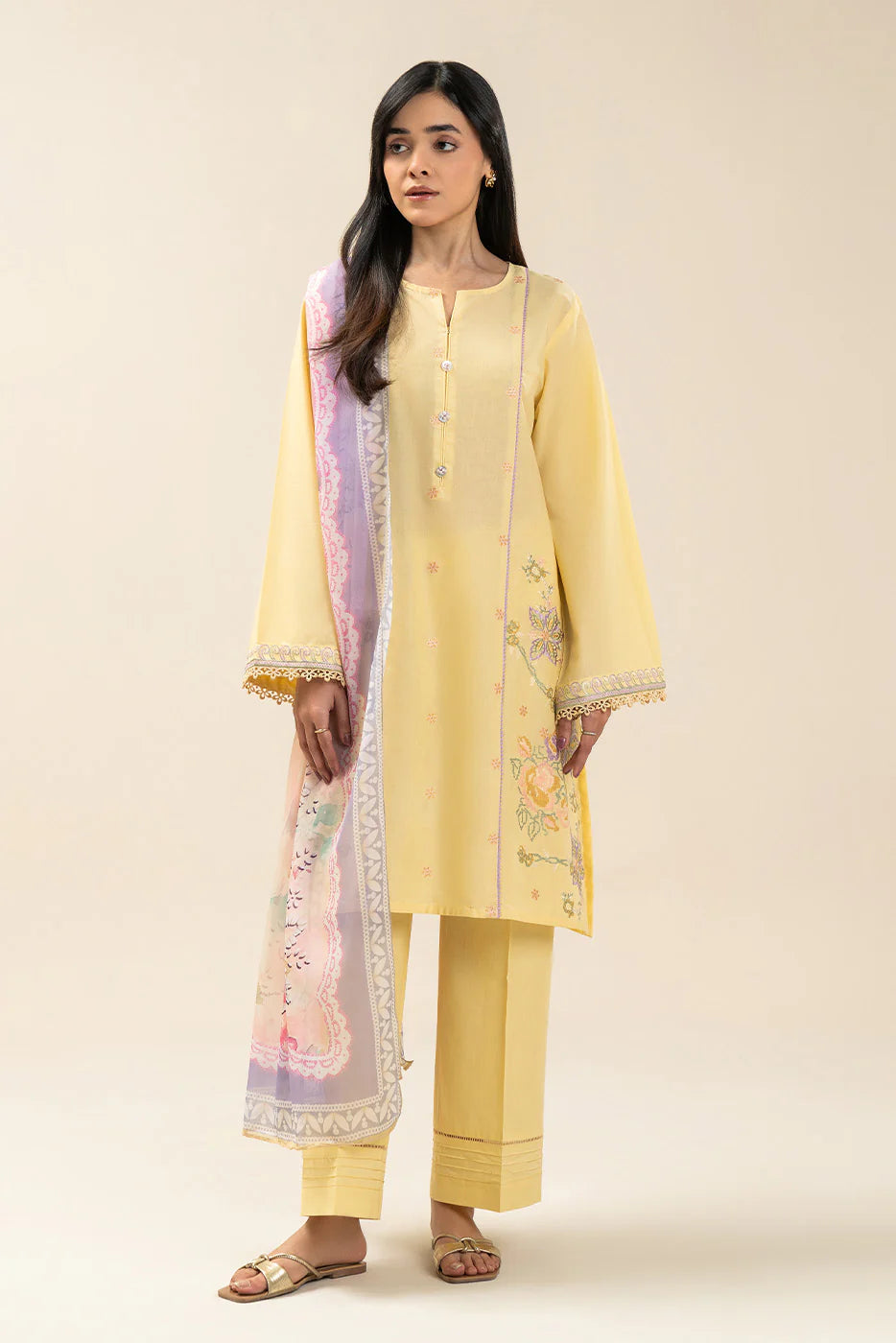 2 PIECE EMBROIDERED LAWN SUIT-LIME GROVE (UNSTITCHED)