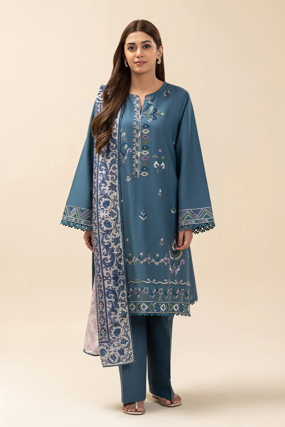 3 PIECE EMBROIDERED LAWN SUIT-IKAT GALORE (UNSTITCHED)