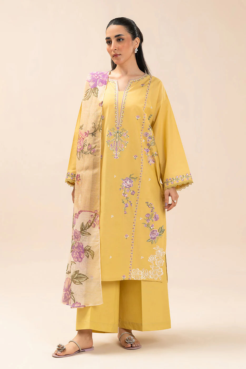 3 PIECE EMBROIDERED LAWN SUIT-SPRING MIST (UNSTITCHED)