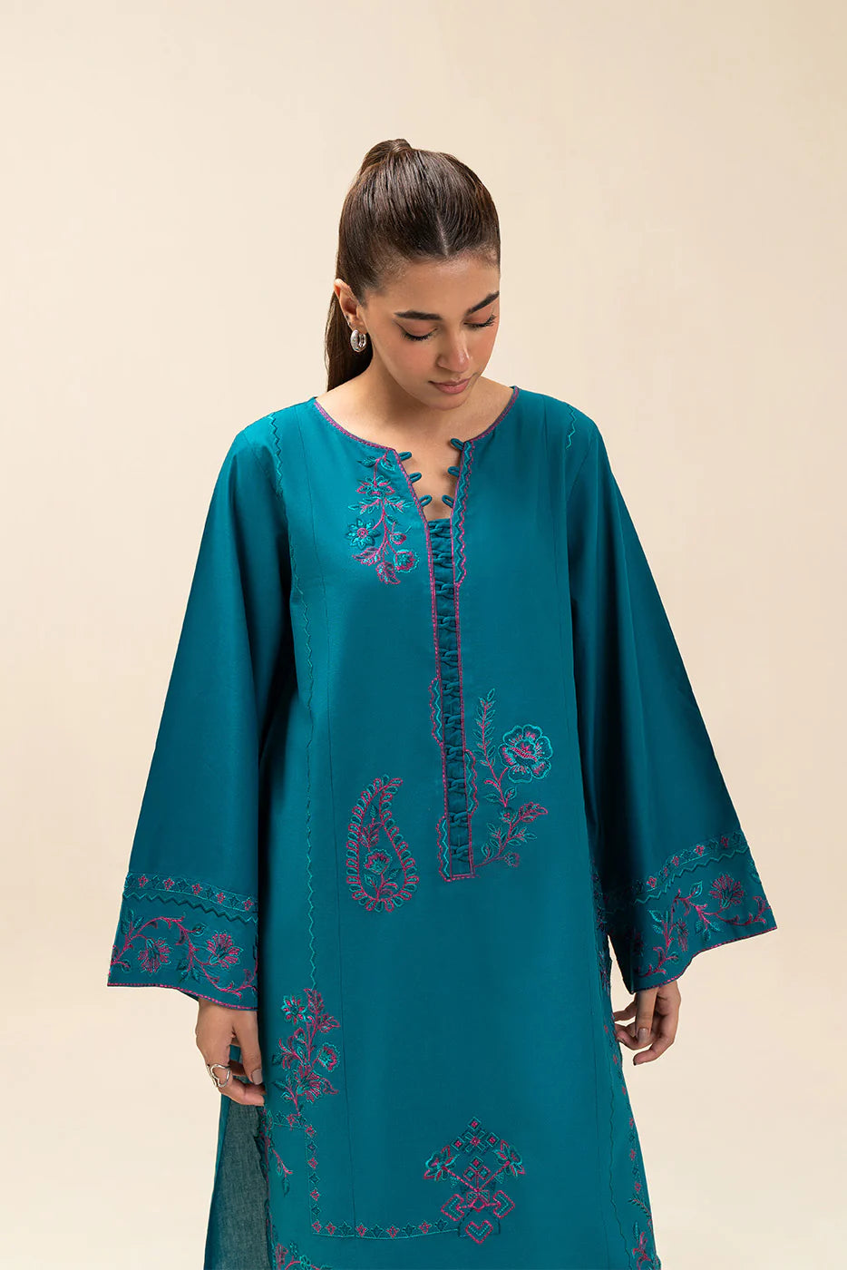 2 PIECE EMBROIDERED LAWN SUIT-TEAL TALISMAN (UNSTITCHED)