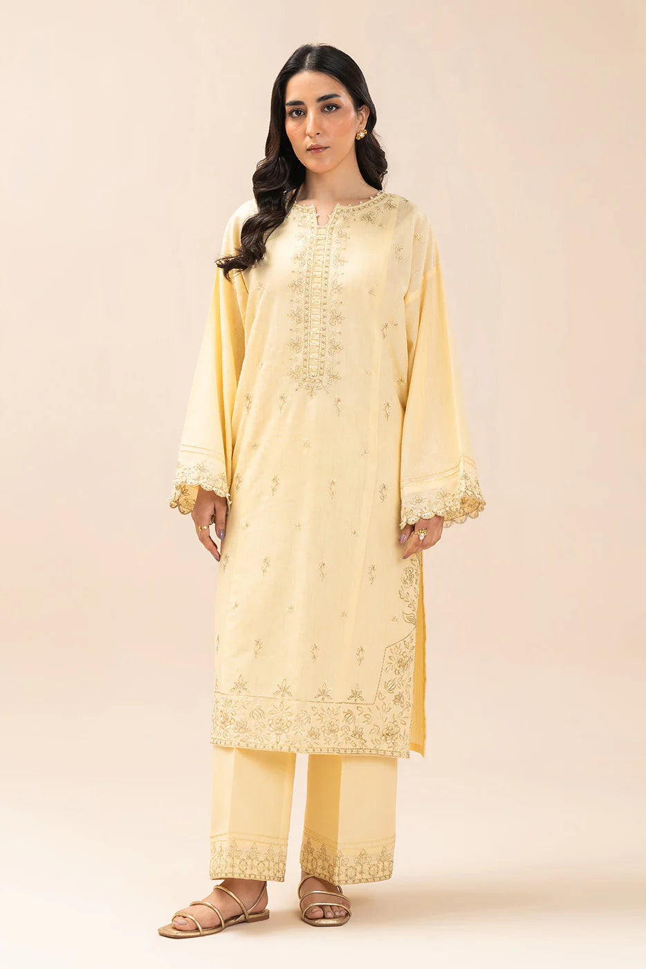 2 PIECE EMBROIDERED TEXTURED LAWN SUIT-AMBER BLING (UNSTITCHED)