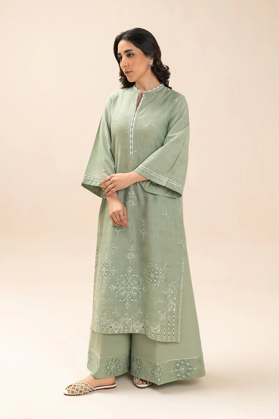 2 PIECE EMBROIDERED TEXTURED LAWN SUIT-WHIMSICAL SAGE (UNSTITCHED)