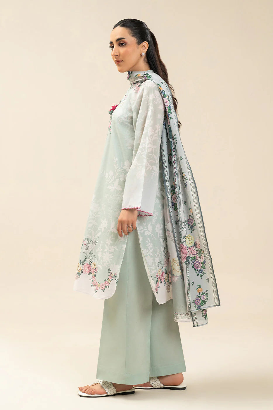 3 PIECE PRINTED LAWN SUIT-PASTEL BLOOM (UNSTITCHED)