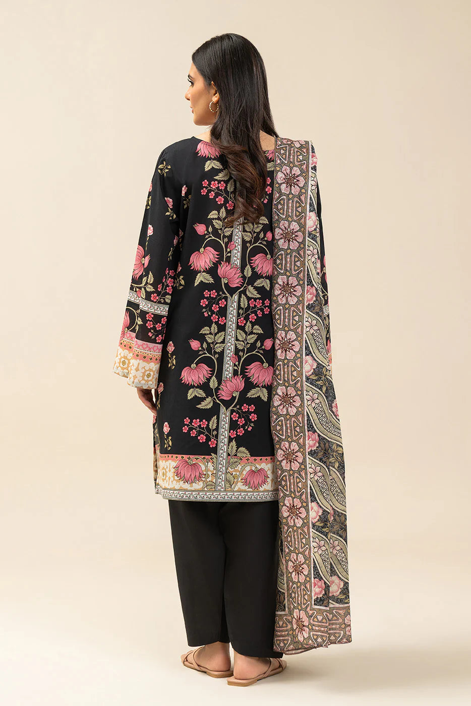 3 PIECE PRINTED LAWN SUIT-EVENING GARDEN (UNSTITCHED)