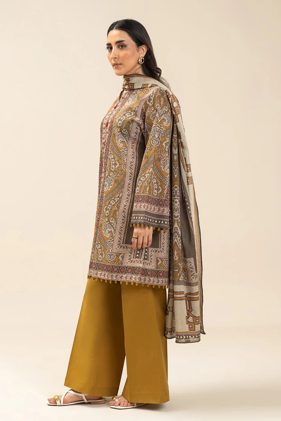 3 PIECE PRINTED LAWN SUIT-HONEY HARMONY (UNSTITCHED)