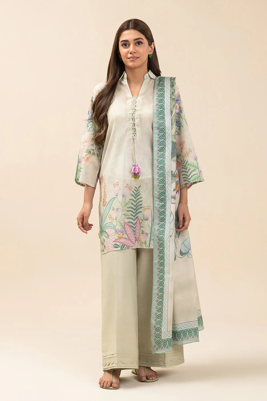 3 PIECE PRINTED LAWN SUIT-SPRING SERENITY (UNSTITCHED)
