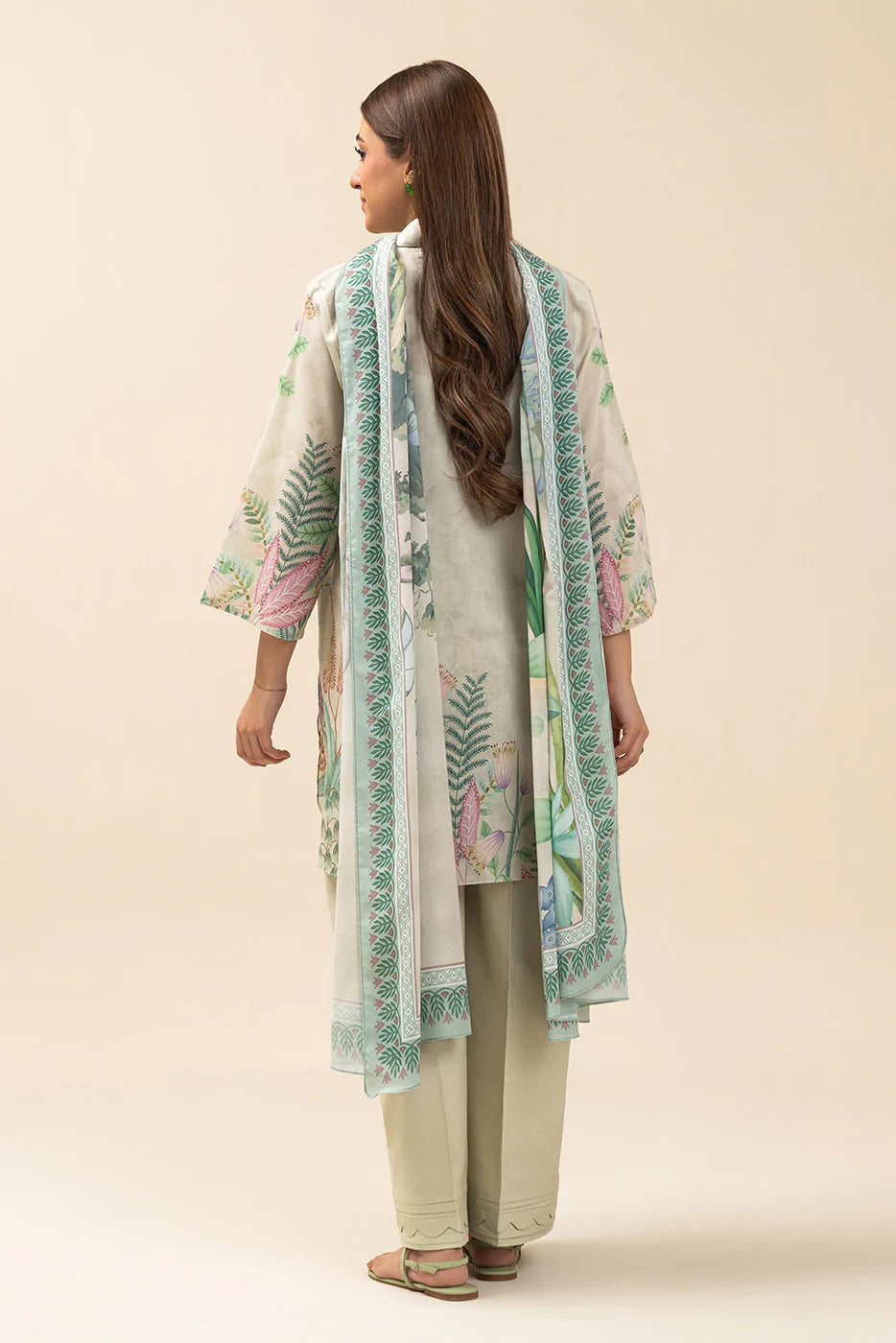 3 PIECE PRINTED LAWN SUIT-SPRING SERENITY (UNSTITCHED)