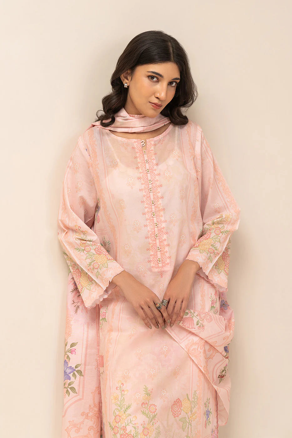 3 PIECE PRINT LAWN SUIT-PASTEL SERENITY (UNSTITCHED)