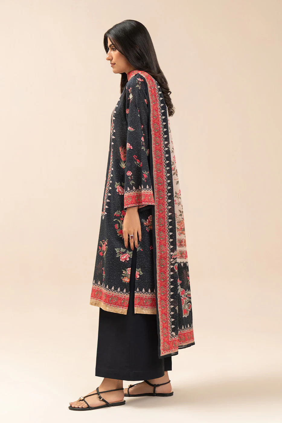 3 PIECE PRINT LAWN SUIT-FLORAL MUSK (UNSTITCHED)
