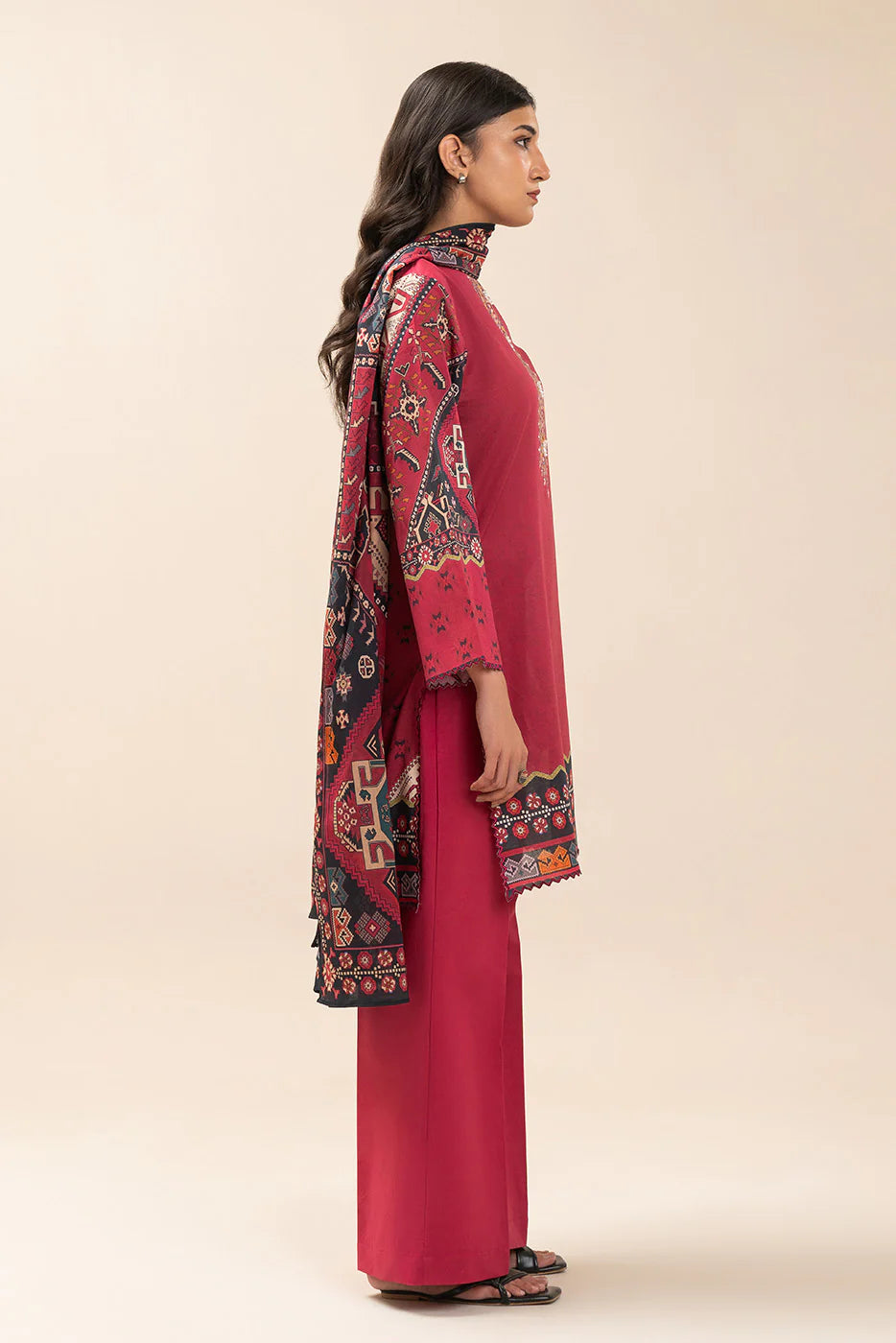 3 PIECE PRINT LAWN SUIT-SCARLET AURA (UNSTITCHED)