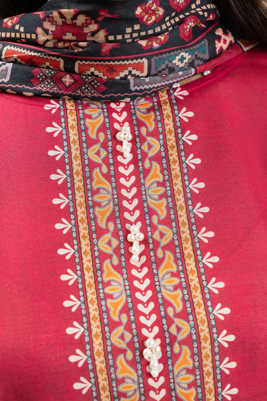 3 PIECE PRINT LAWN SUIT-SCARLET AURA (UNSTITCHED)