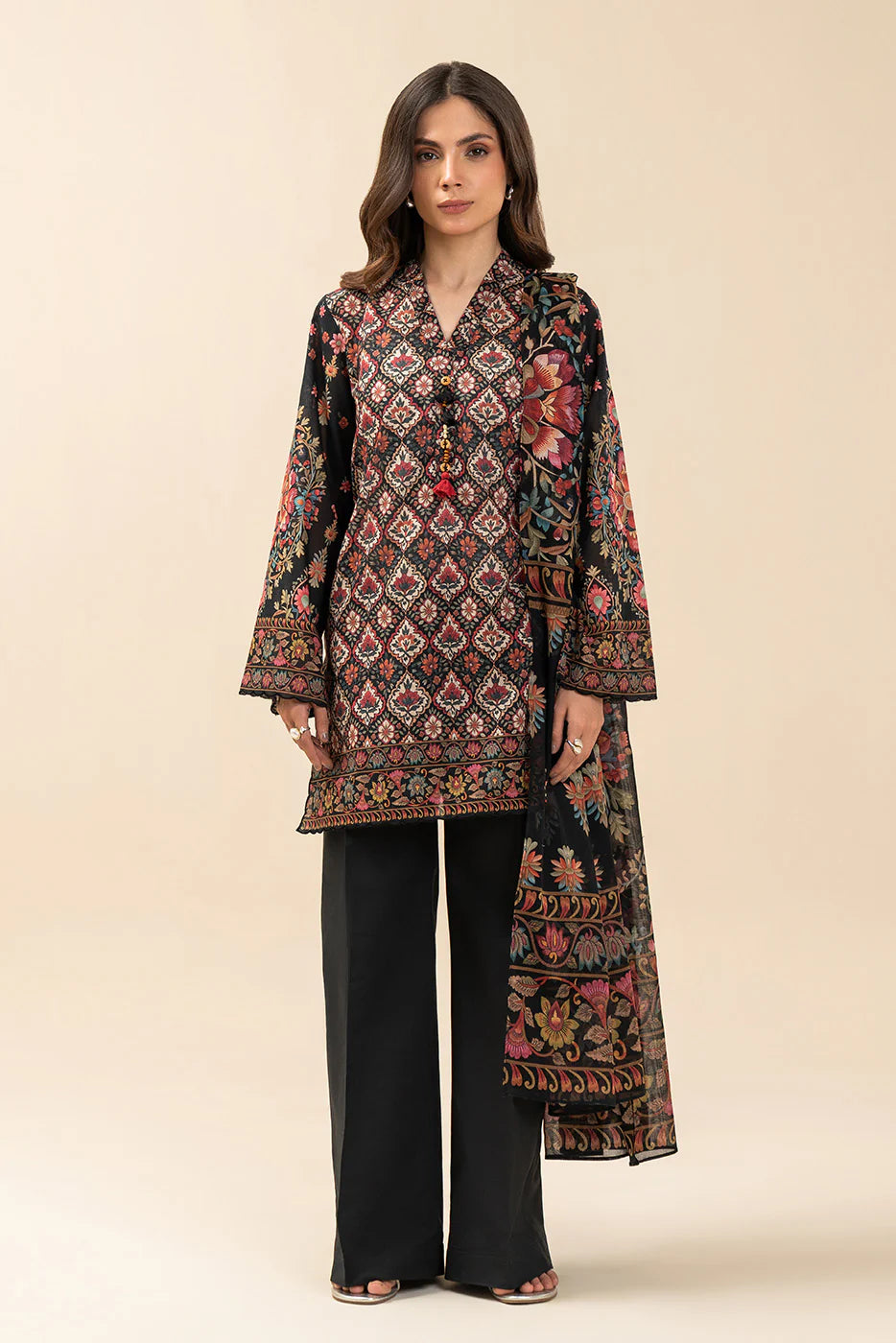 3 PIECE PRINTED LAWN SUIT-EBONY DREAM (UNSTITCHED)