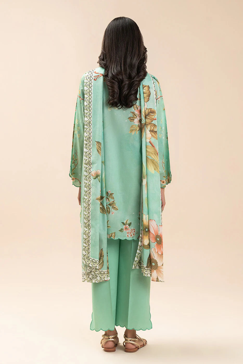 3 PIECE PRINT LAWN SUIT-FLORAL SERENITY (UNSTITCHED)