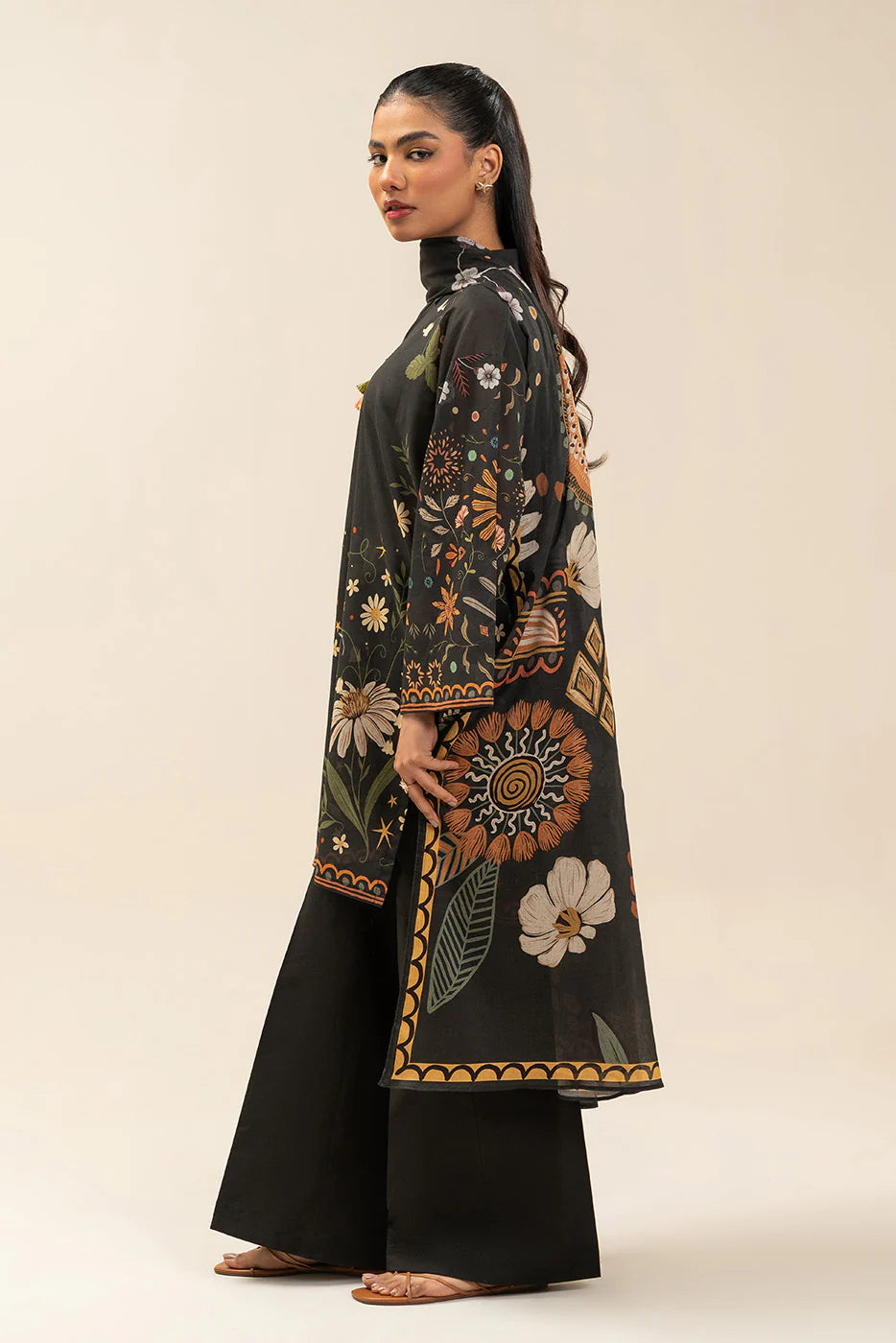 3 PIECE PRINTED LAWN SUIT-SABLE ZEST (UNSTITCHED)