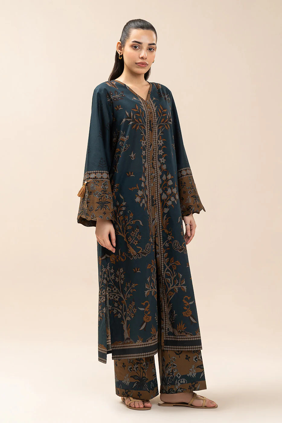 2 PIECE PRINTED LAWN SUIT-BLUE REVERIE (UNSTITCHED)