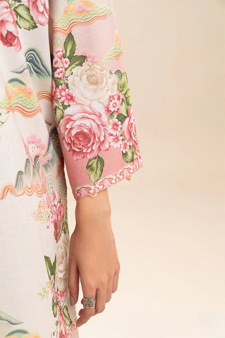 2 PIECE PRINT LAWN SUIT-ROSY SYMPHONY (UNSTITCHED)