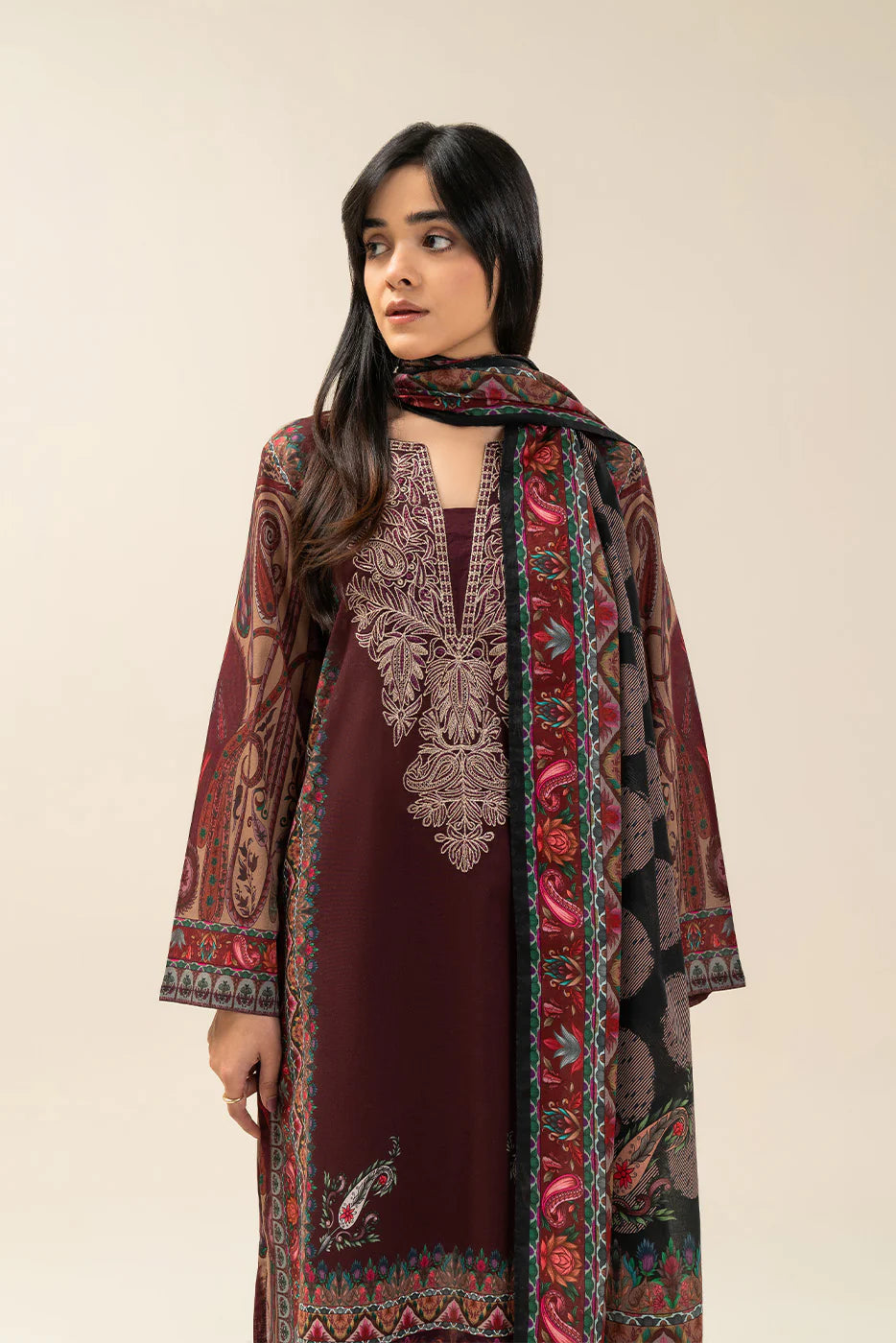 3 PIECE EMBROIDERED LAWN SUIT-ETHNIC PAISLEY (UNSTITCHED)