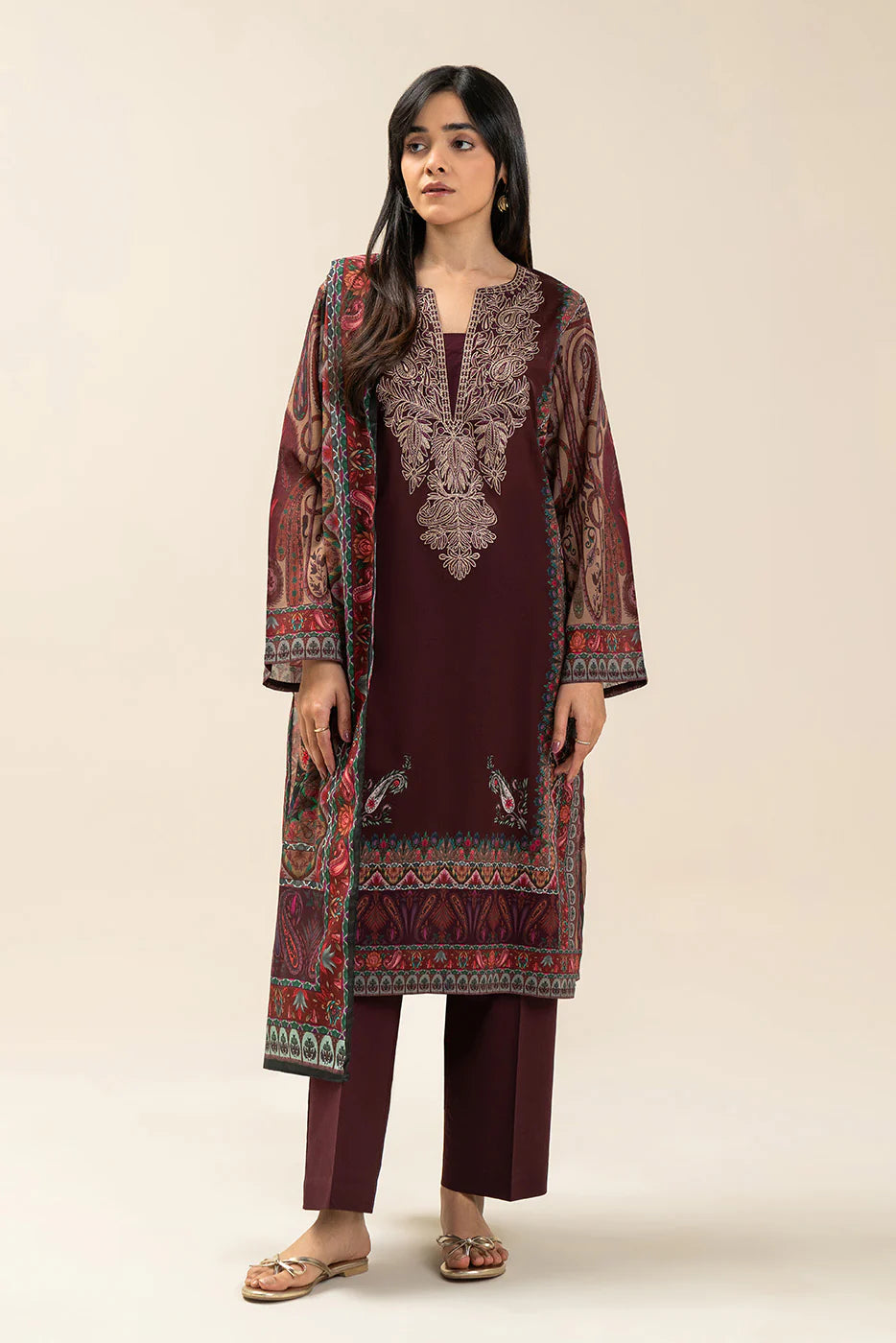 3 PIECE EMBROIDERED LAWN SUIT-ETHNIC PAISLEY (UNSTITCHED)