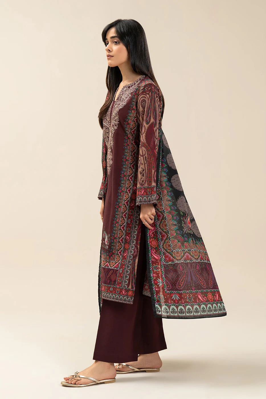 3 PIECE EMBROIDERED LAWN SUIT-ETHNIC PAISLEY (UNSTITCHED)
