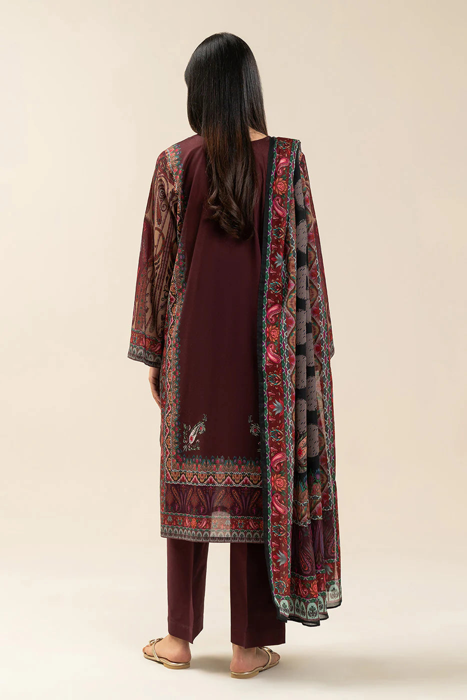 3 PIECE EMBROIDERED LAWN SUIT-ETHNIC PAISLEY (UNSTITCHED)