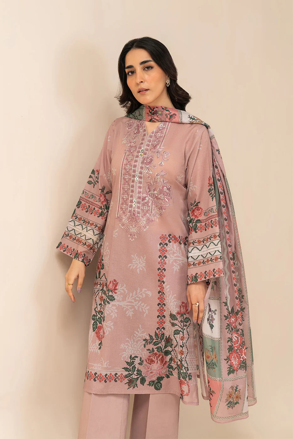3 PIECE EMBROIDERED LAWN SUIT-PASTEL FLEUR (UNSTITCHED)