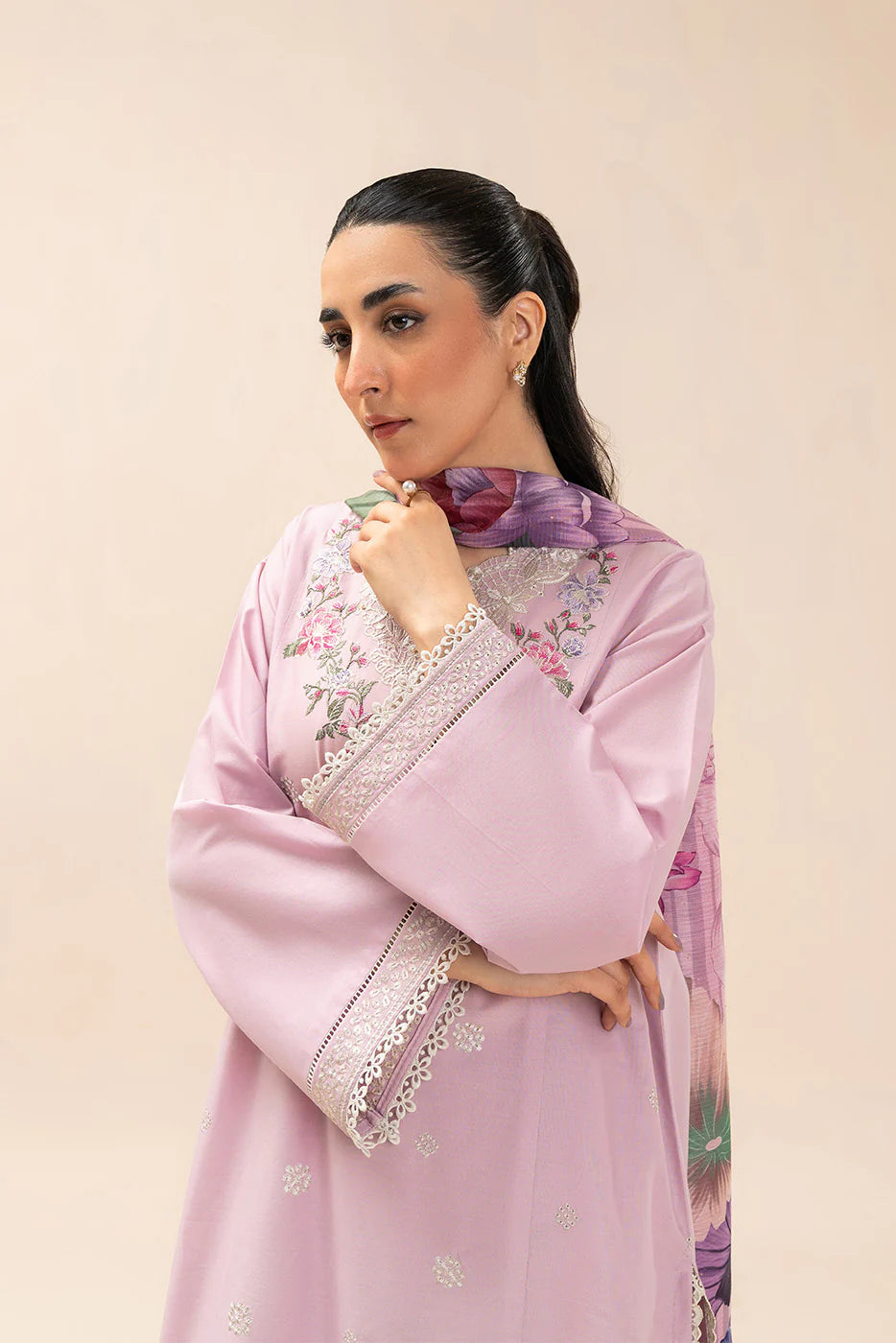 3 PIECE EMBROIDERED LAWN SUIT-BLUSH BREEZE (UNSTITCHED)