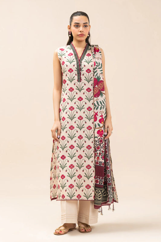 3 PIECE PRINTED LAWN SUIT-OPALINE FLEUR (UNSTITCHED)