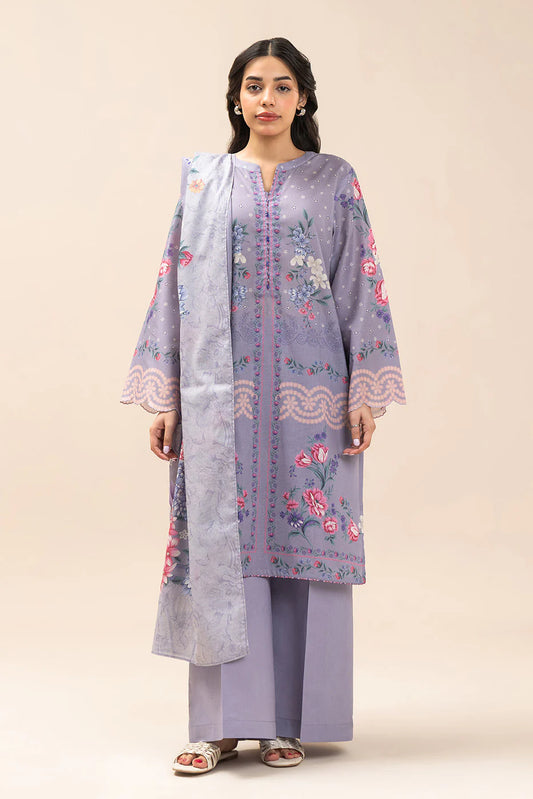 3 PIECE PRINTED LAWN SUIT-HYDRANGEA HAZE (UNSTITCHED)