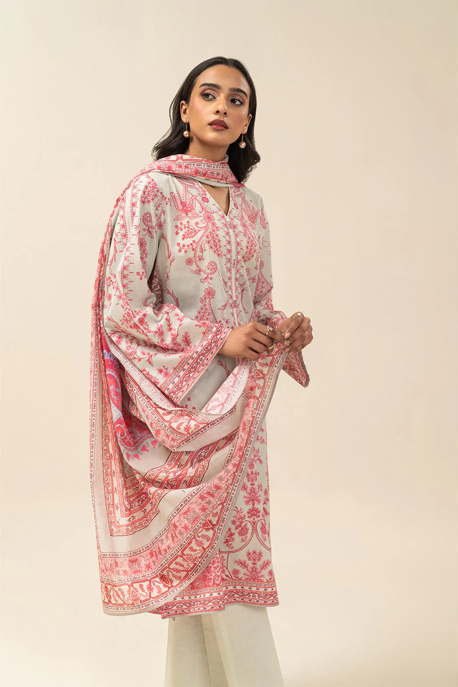 3 PIECE PRINTED LAWN SUIT-CRIMSON SUN (UNSTITCHED)